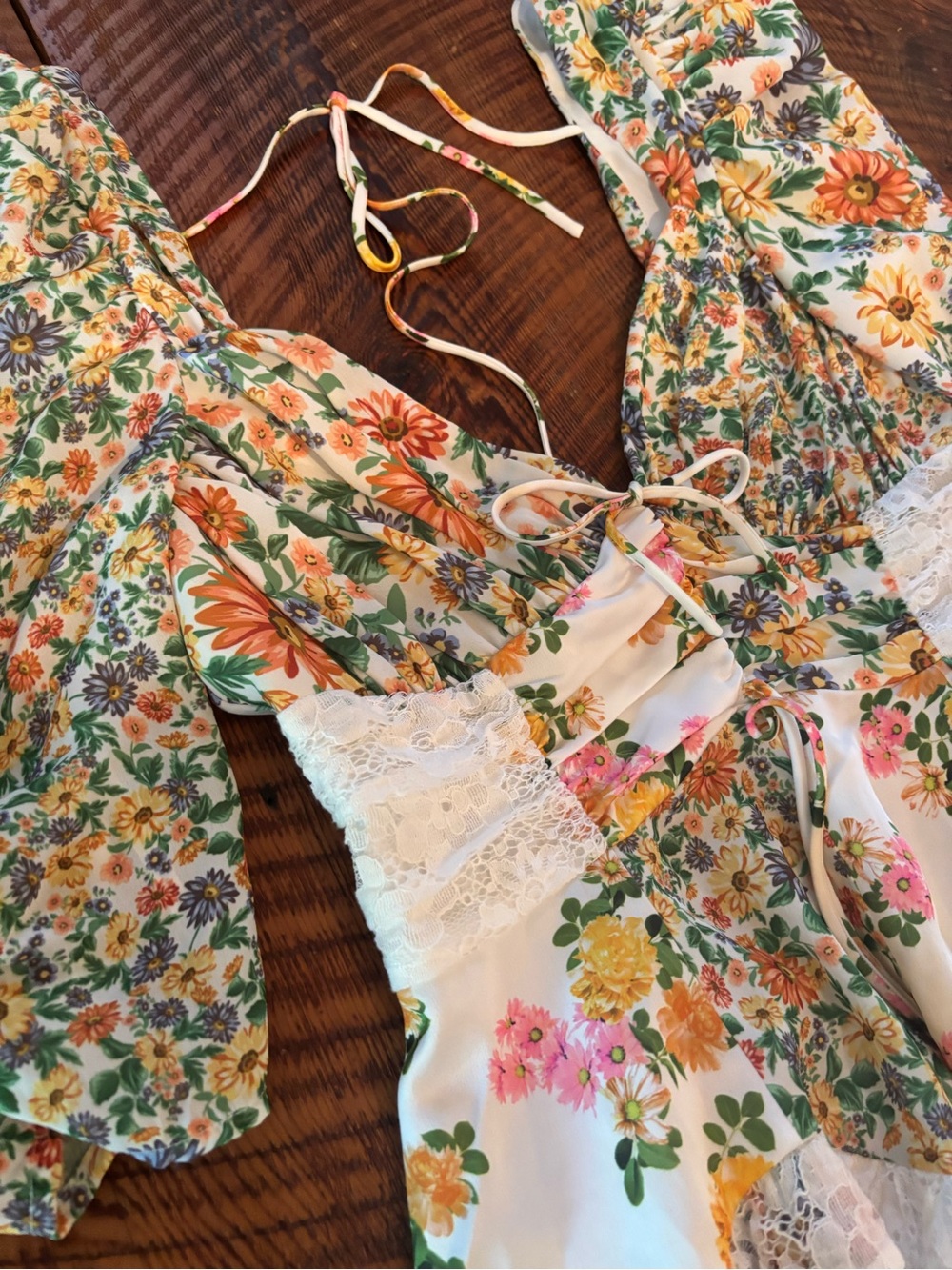 For Love And Lemons White Floral Mini Dress with Yellow & Pink Accents - Picture 5 of 9